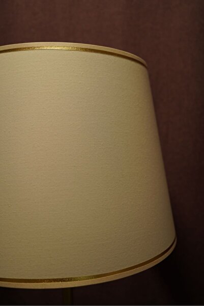 retro home design Eskitme Model Konik Beyaz Gold Detaylı Kumaş Şapkalı Lambader Dekoratif Yatak Odası Salon