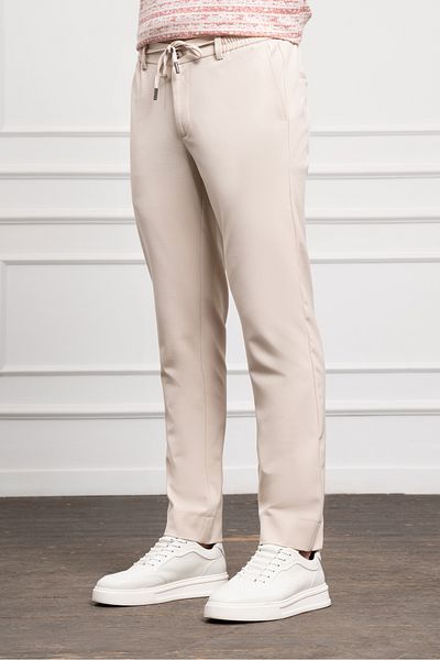 Morven Men's Beige Slim Fit Slim Fit Drawstring Jogger Pants