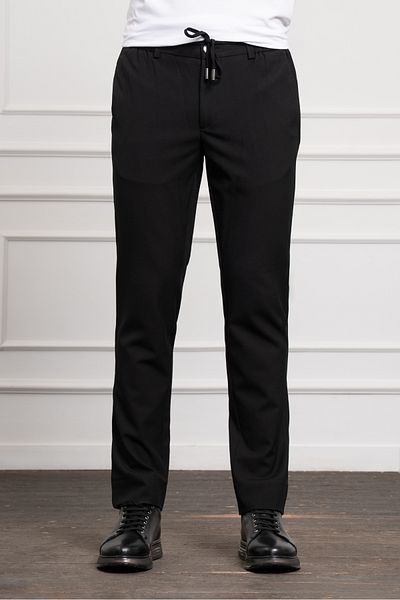 Morven Men's Black Slim Fit Slim Fit Drawstring Jogger Pants