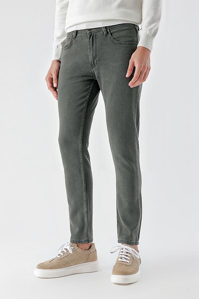 Morven Men's Khaki Seasonal Cotton 5 Pocket Slim Fit Jean Trousers