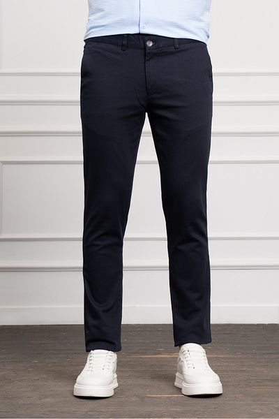 Morven Men's Navy Blue Slim Fit Slim Fit Chino Trousers