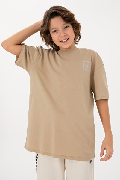 U.S. Polo Assn. Erkek Çocuk Kum Comfort Basic Bisiklet Yaka Tişört 50295447-V...