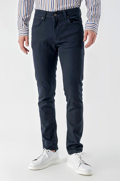 Morven Men's Navy Blue Seasonal Cotton 5 Pocket Slim Fit Jean Pants
