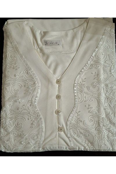 FLZ Short Sleeve Women's Pajama Set - Ecru Lace Detail