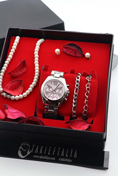 nw northwatch Gri Metal Kordon Roma Rakamlı Kadın Kol Saati Seti