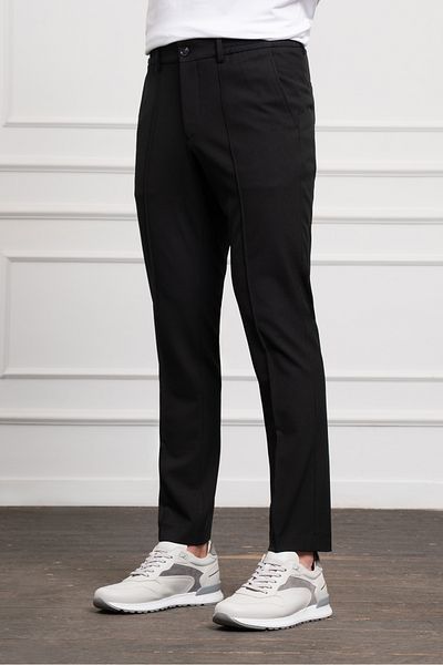 Morven Men's Black Slim Fit Slim Fit Elastic Trousers