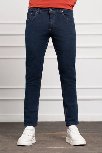 Morven Men's Navy Blue Jean Slim Fit Slim Fit Trousers