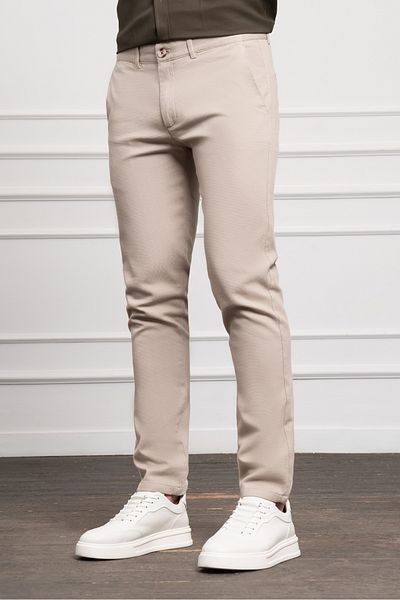 Morven Men's Beige Slim Fit Slim Fit Chino Trousers