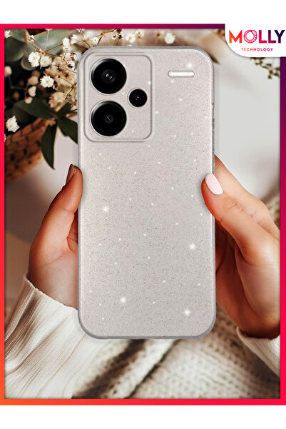 Molly Xiaomi Redmi NOTE 13 PRO PLUS İçin Gümüş Berry Simli Parlak Silikon Kılıf