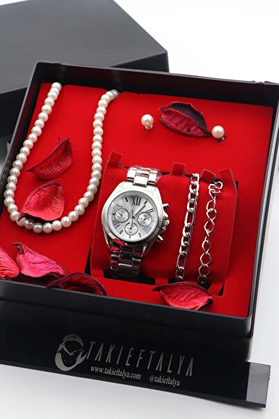 nw northwatch Gri Metal Kordon Roma Rakamlı Kadın Kol Saati Seti