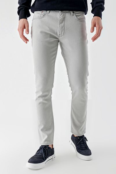 Morven Men's Gray Seasonal Cotton 5 Pocket Slim Fit Jean Pants