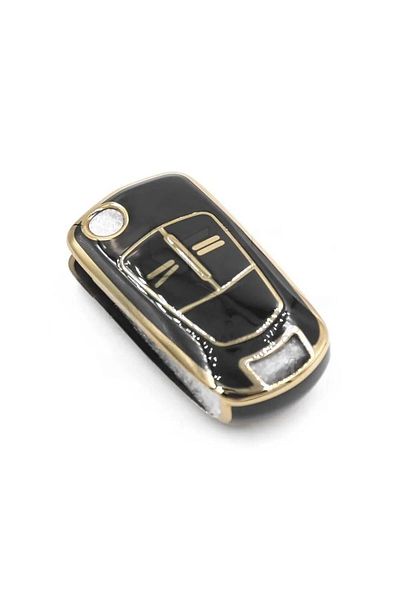 bigkey Opel Astra H Corsa D 2 Button Nano Protection Key Case Black Gold Color