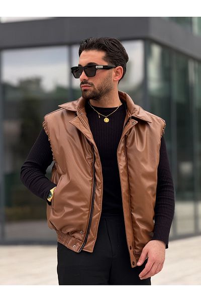 MİS MODA Men's spring leather vest