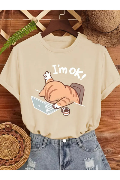 l'eivor Ženska majica sa printom "I'm Ok Cat Design"