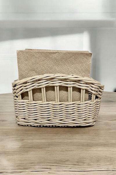 AFRALYAHOME Специален дизайн на поставка за салфетки / Кухненски органайзер / Зестра / Декоративна поставка за салфетки / Поставка за салфетки от ракита