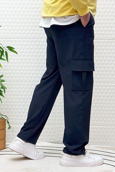 WAFRA Men's Full Lycra Relaxed Cut Cargo Pocket Baggy Jogger Pants
