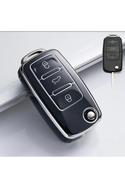 Skilit Pentru Volkswagen Uds Golf Transporter Caddy Jetta Carcasă neagră pentru telecomandă pentru chei auto Breloc auto
