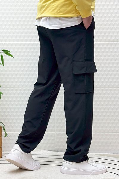 WAFRA Men's Full Lycra Relaxed Cut Cargo Pocket Baggy Jogger Pants