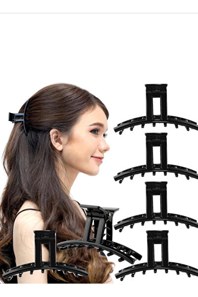 İnDerin Siyah Mandal Toka 6 cm Günlük Kullanışlı Şık Orta Boy (2 Adet)