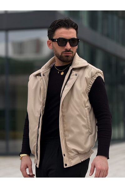 MİS MODA Men's spring leather vest