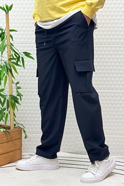 WAFRA Men's Full Lycra Relaxed Cut Cargo Pocket Baggy Jogger Pants