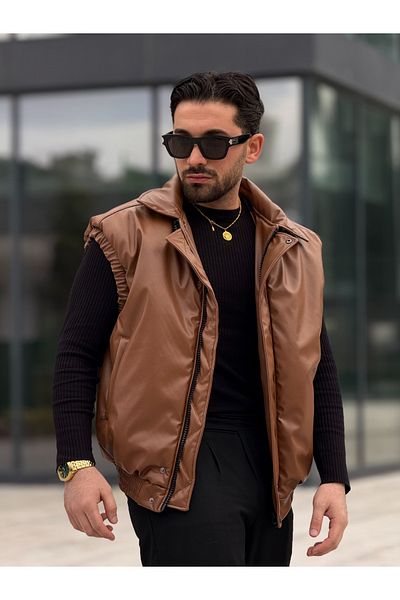 MİS MODA Men's spring leather vest