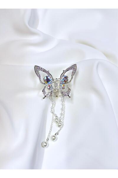 JHTshop Rhinestone Butterfly Hair Clip, Rhinestone Claw Clip, Pearl Tassel Hair Clamp,