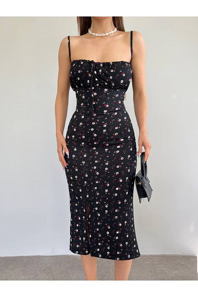sportiness Rochie midi cu fanta cu imprimeu floral