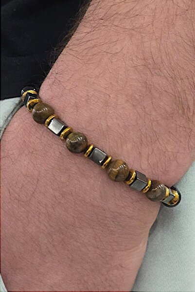 NBS Beautiful Naturel Stones سوار رجالي بتصميم لا يبهت ولا يبهت من الحجر الطب...