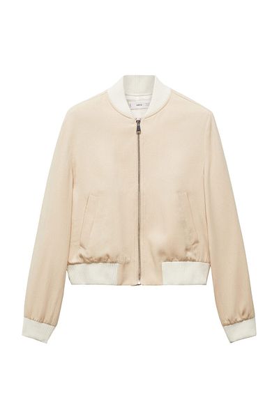 MANGO Woman Μπουφάν bomber από λινό lyocell