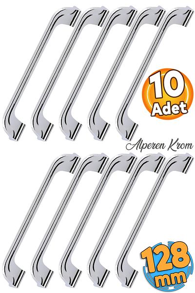Badem10 Alperen Chrome 128 Mm - 12,8 cm Mobilier metalic Sertar de bucătărie Dulap dulap Mâner Mâner 10 buc.