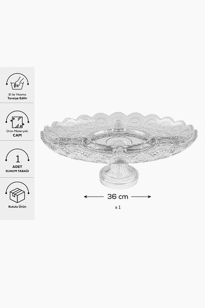 Karaca Crystal Glass Dessert Presentation Plate with Turkish Compartments 36 cm