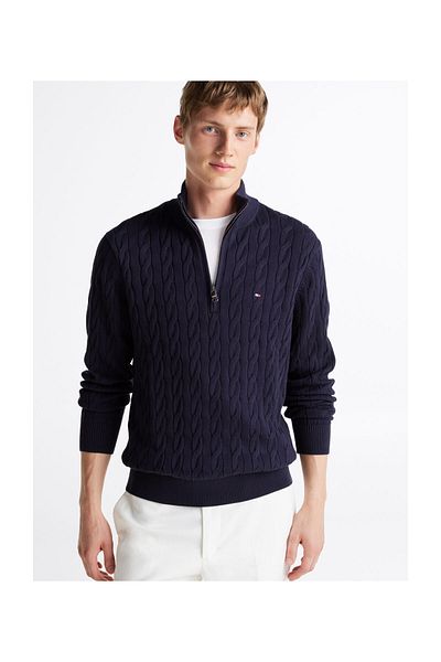 Tommy Hilfiger CLASSIC COTTON CABLE ZIP MOCK