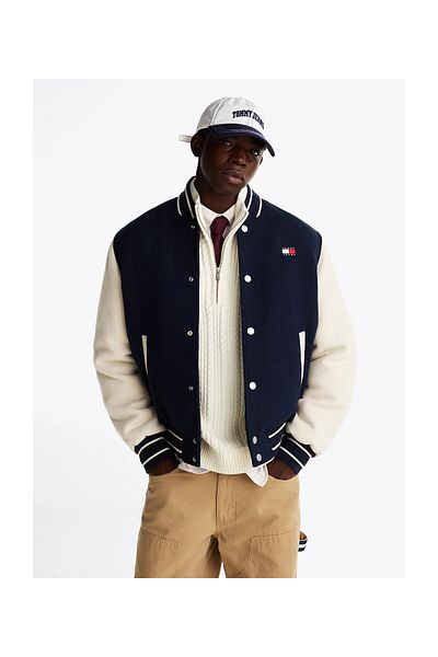 Tommy Hilfiger Pánská pohodlná vlněná bunda v tmavě modré barvě