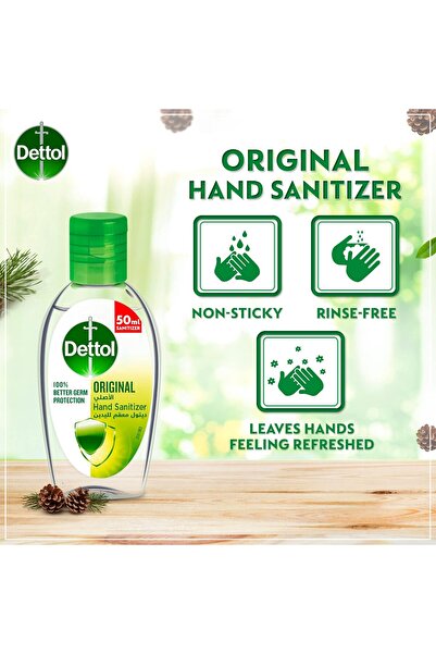 Dettol Hand Sanitizer Original for 100% Better Germ Protection & Personal Hygiene, 50ml
