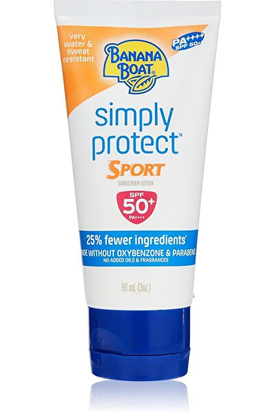 Banana Boat لوشن الحماية من أشعة الشمس Simpley Protect Sport - عامل حماية من أشعة الشمس SPF50 - حماية من أشعة UVA/UVB - بدون إضافة زيوت أو عطور