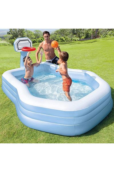 Intex Swim Center Shooting Hoops Family Pool, Blue/White