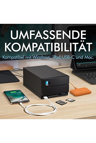 Lacie قرص صلب خارجي 2big Dock بسعة 20 تيرابايت - متوافق مع Thunderbolt وUSB4، واستعادة البيانات (STLG20000400)