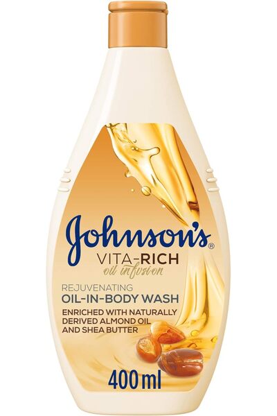 Johnson & Johnson Johnson's &, Oil-In-Body Wash, Vita-Rich, Rejuvenating, Enriched with naturally derived almond oil &