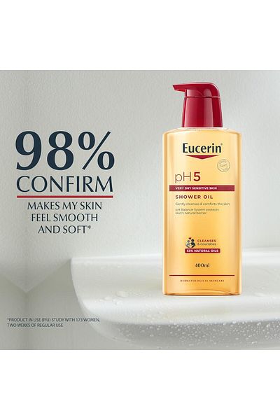 Eucerin pH5 Shower Oil Daily Body Cleanser with Natural Caring Oil, Intensive Nourishing Effect, for