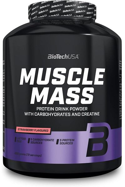 BiotechUSA Muscle Mass | Protein & Carb Powder | with Creatine and Glutamine Peptides | Gainer | Lac