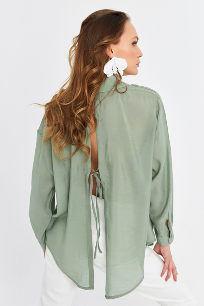 Cool & Sexy Γυναικείο Πράσινο Πουκάμισο Εξώπλατο MOD2369-90