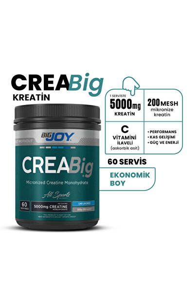 Bigjoy BigJoy Creabig %100 Mikronize Kreatin Monohidrat 200 Mesh Aromasız 300g 60 Servis