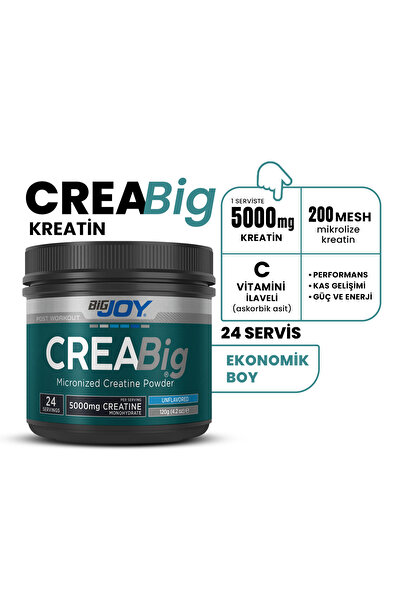 Bigjoy BigJoy Creabig %100 Mikronize Kreatin Monohidrat 200 Mesh Aromasız 120g 24 Servis