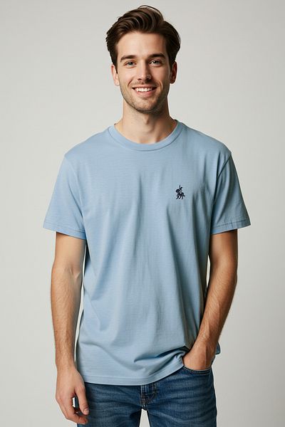 Trendyol Collection Marineblaues T-Shirt aus 100 % Baumwolle mit Stickereidetails – TMNSS24TS00056