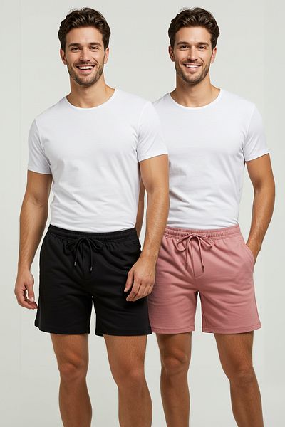 Trendyol Collection Black & Dusty Rose normál szabású rövidnadrág 2 csomag - TMNSS21SR0095