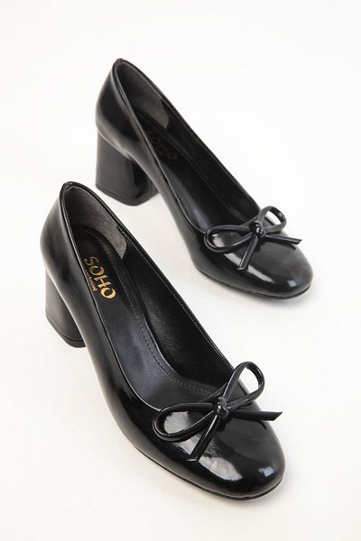 SOHO Black Patent Leather Women's Classic Heeled Shoes 20404