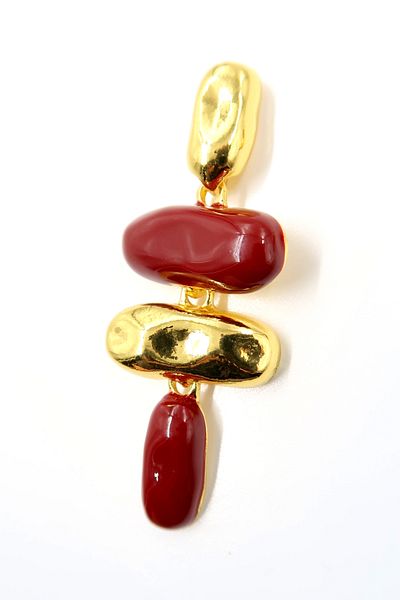 Trend Alaçatı Stili Women's Gold Enamel Embossed Modern Design Earrings Alc-X13804