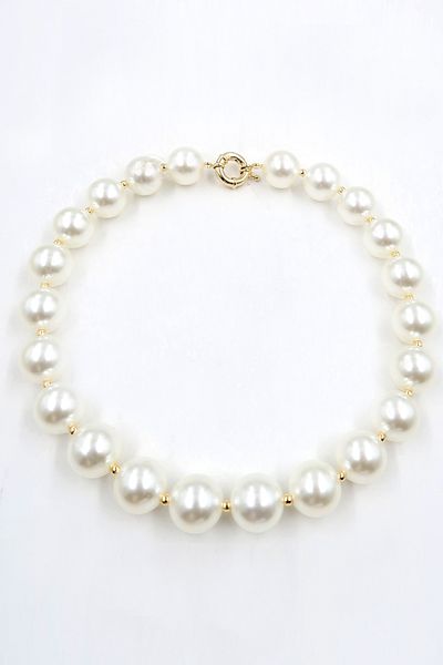 Trend Alaçatı Stili Damen-Perlenkette mit cremefarbenem Gold und großem Perlendesign ALC-X13824