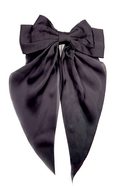Trend Alaçatı Stili Damen-Haarspange mit großem Band aus schwarzem Satin, ALC-X13849